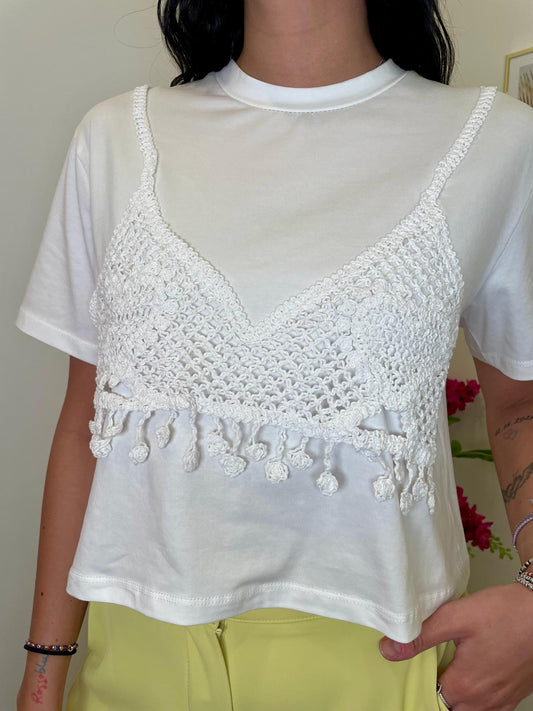 T-shirt top macramè