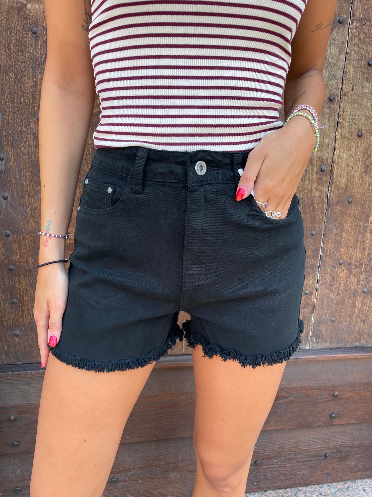 Short sfrangiato nero