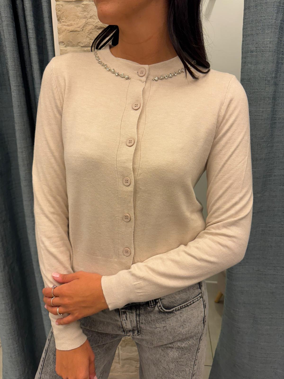 Cardigan colletto gioiello
