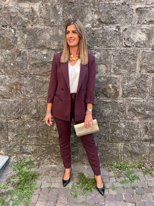 Pantalone sigaretta borgogna