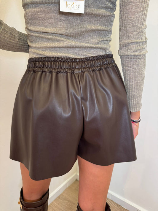 Short eco-pelle cioccolato