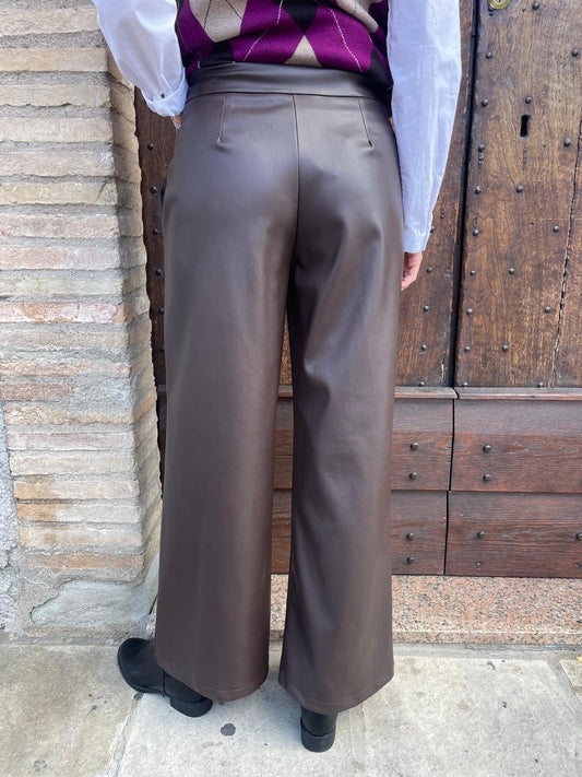 Pantalone pelle cacao