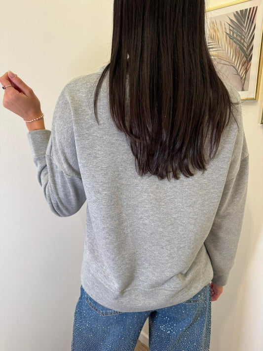 Felpa con strass grigia