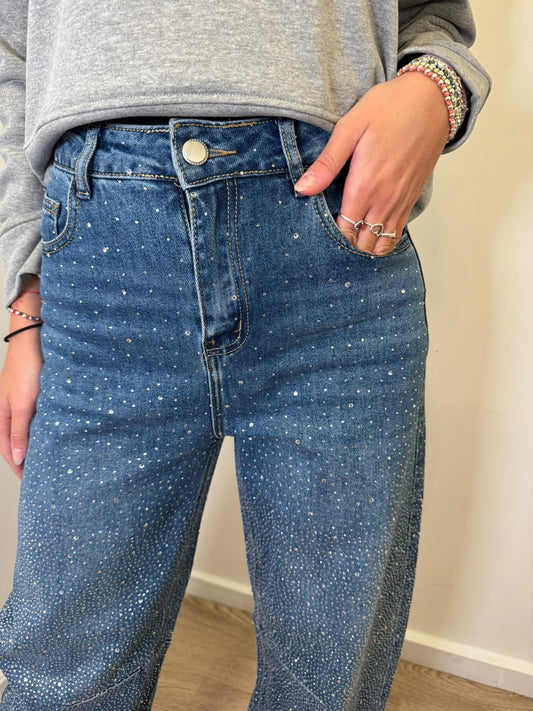 Jeans baggy strass