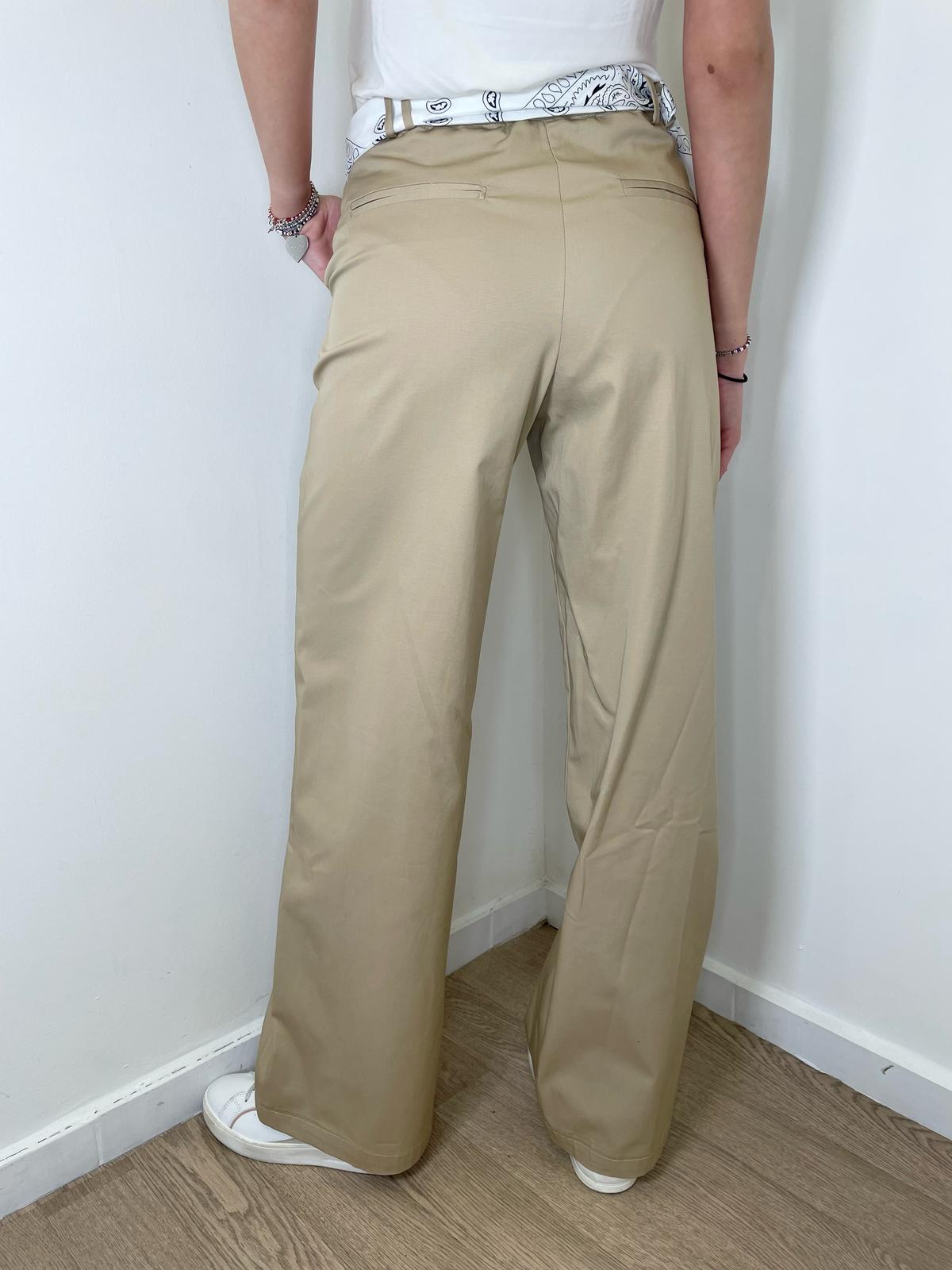 Pantalone cotone beige