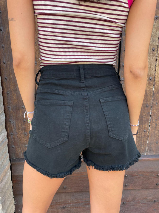Short sfrangiato nero