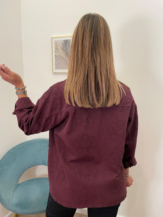 Giacca borgogna ricamata