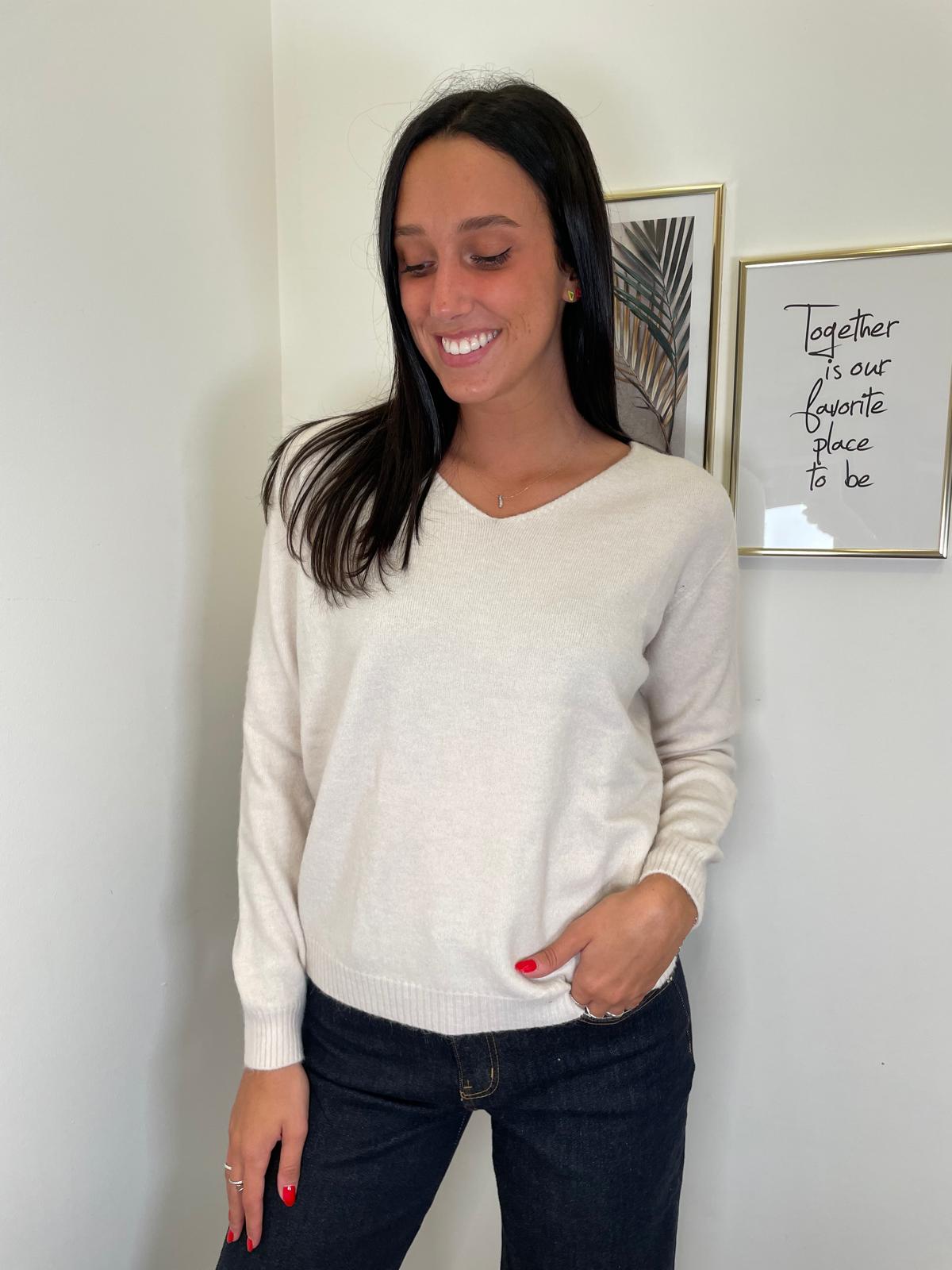 Pullover Mya - basic scollo V - 3 colori