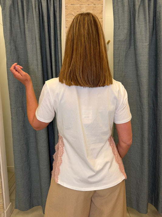 T-shirt spacchetto pizzo