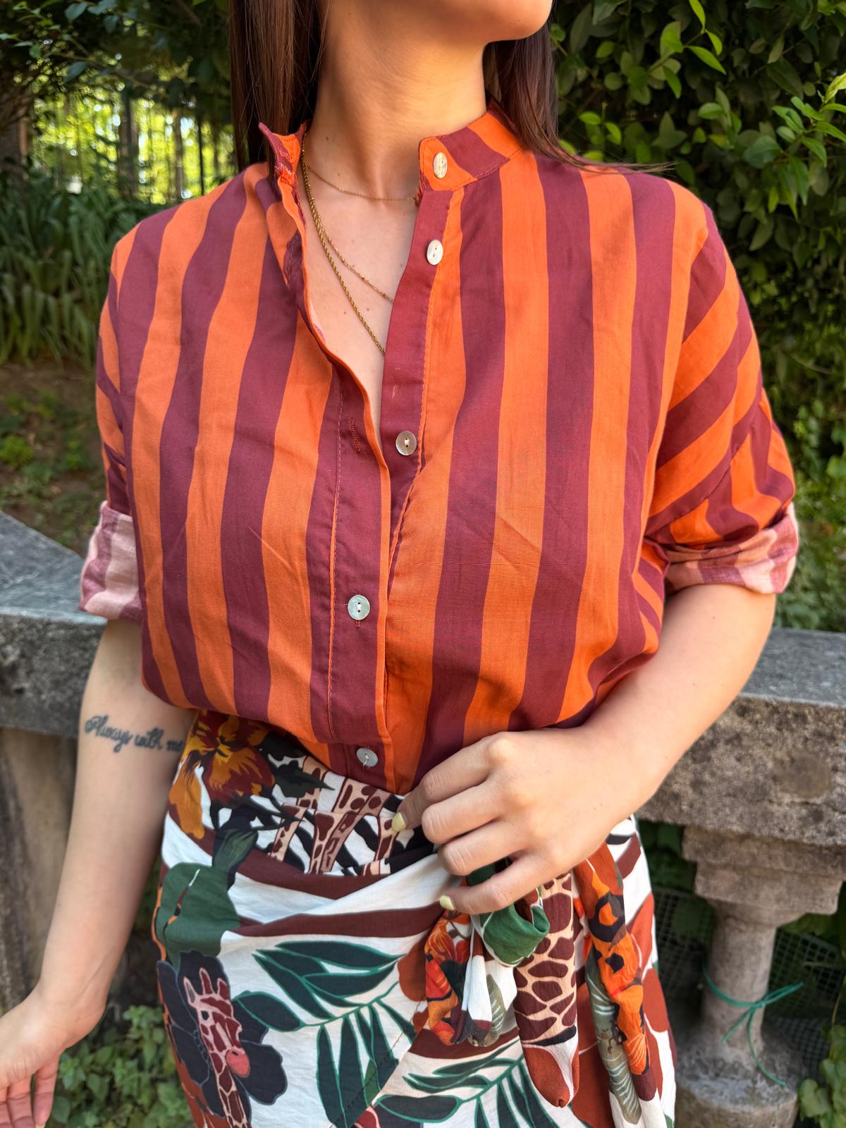 Blusa righe orange & bordo