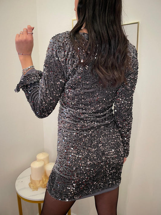 Abito pailettes grigio