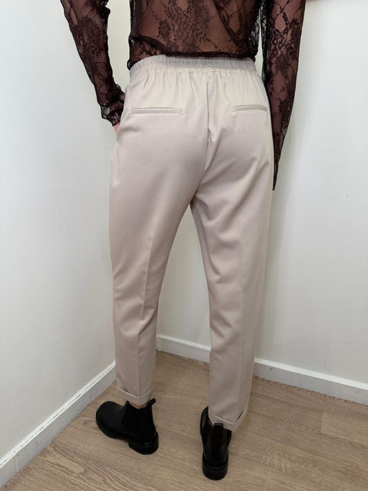 Pantalone pinces beige