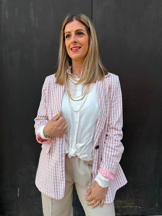Blazer over stampa quadri