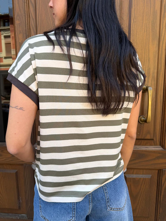 T-shirt righe salvia