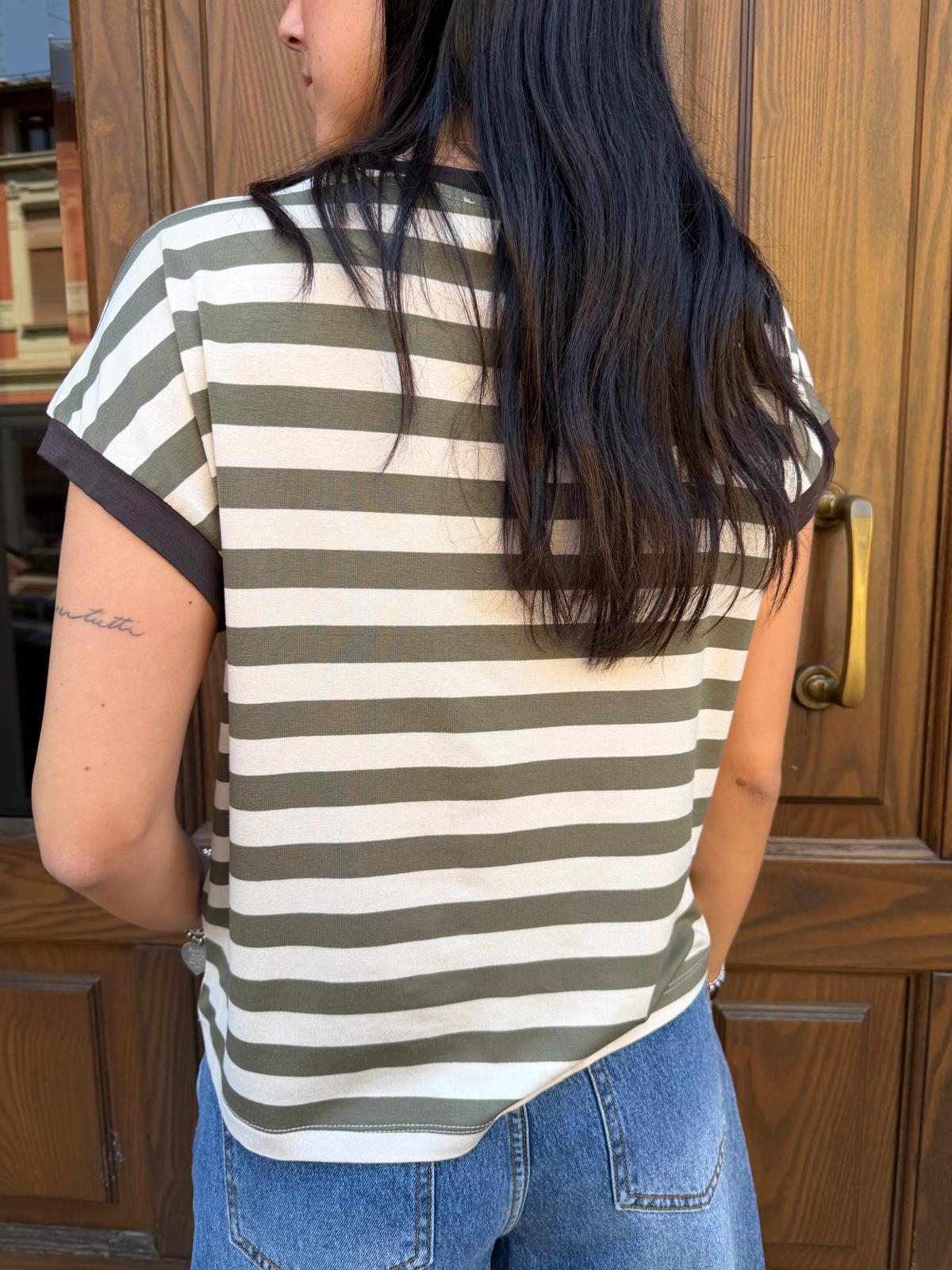 T-shirt righe salvia