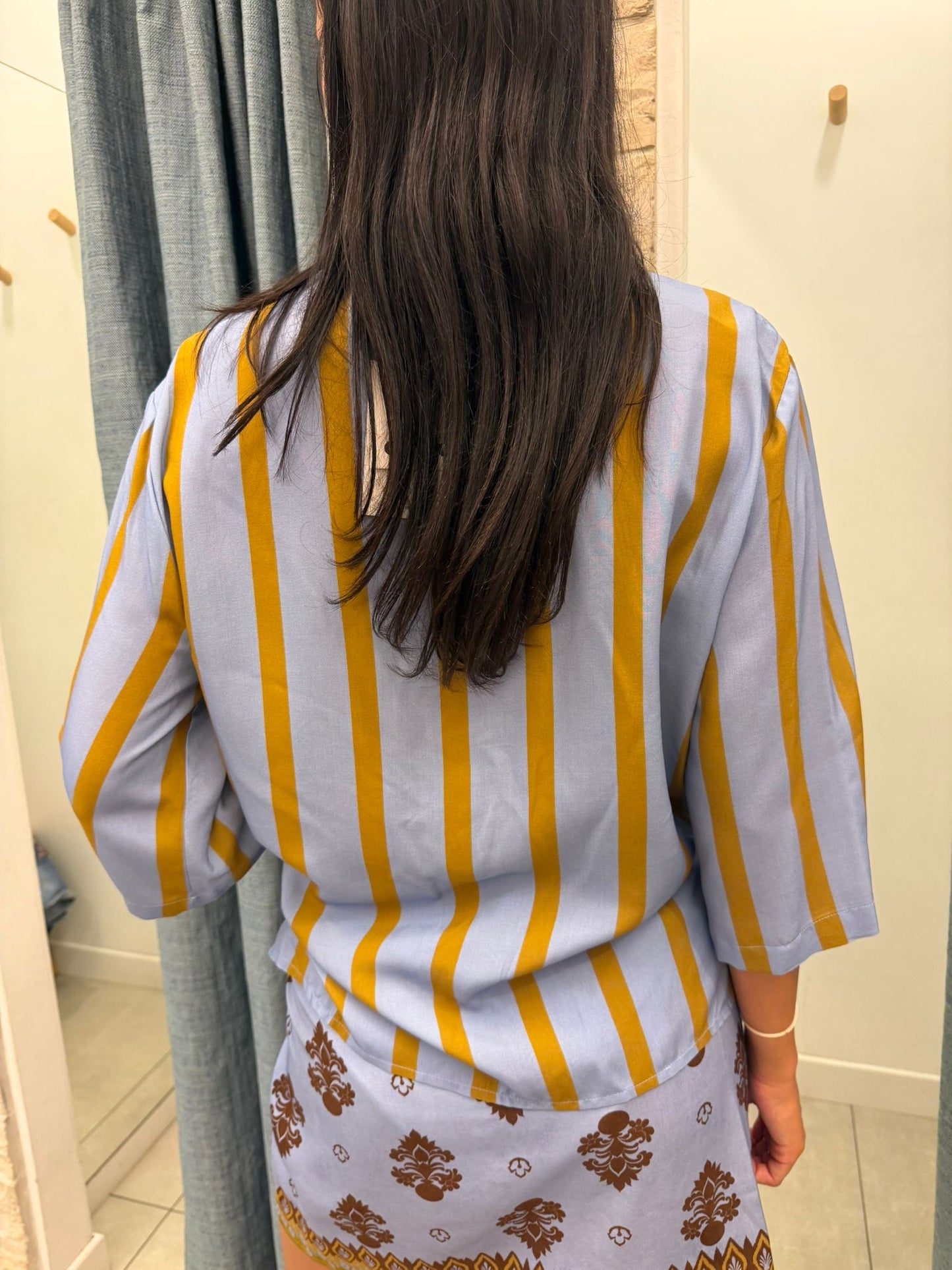 Camicia righe olio e celeste