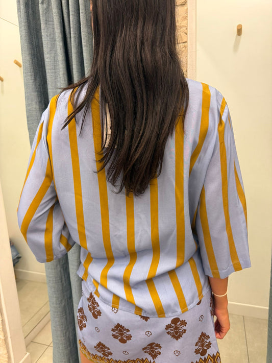 Camicia righe olio e celeste