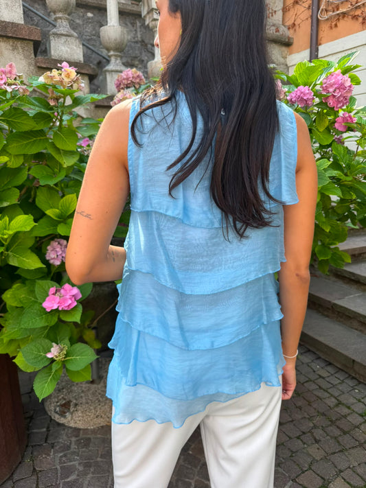 Top balze azzurro