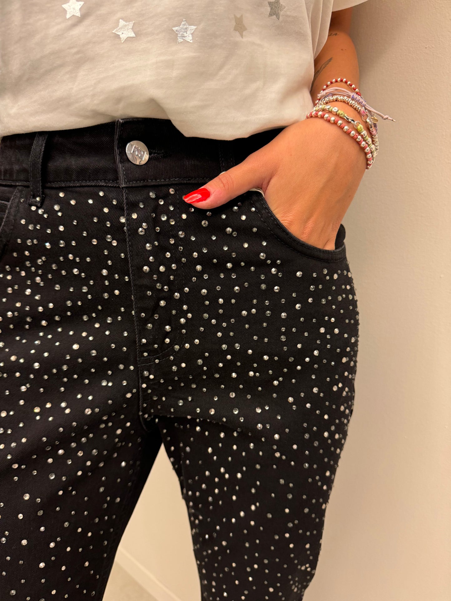 Jeans strass nero