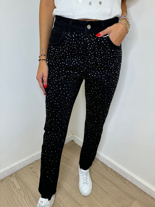 Jeans strass nero