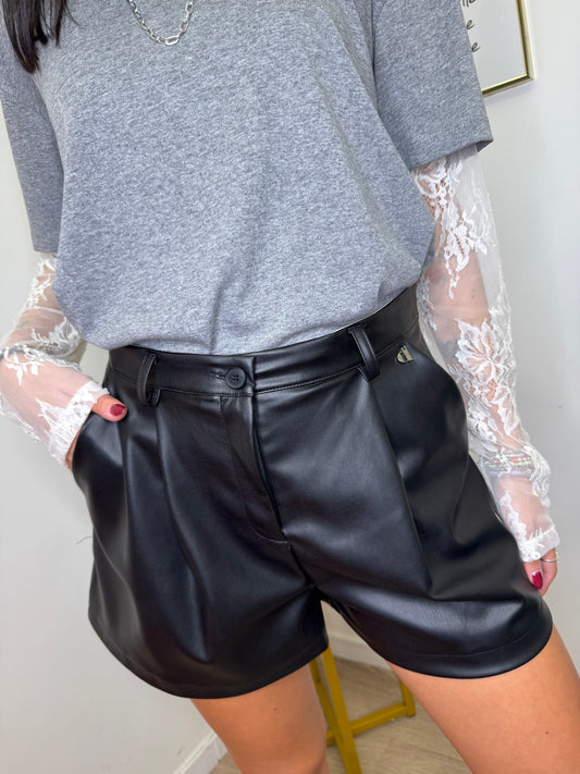 Shorts pelle nero