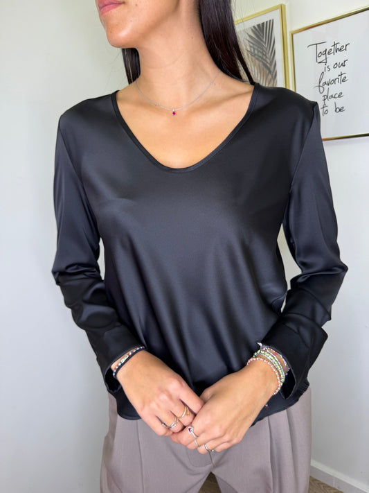 Blusa manica risvolto