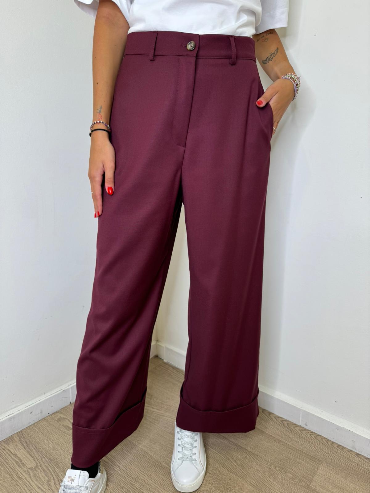 Pantalone risvolto bordeaux