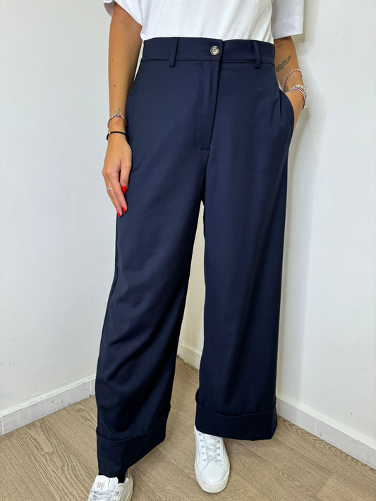 Pantalone risvolto blu