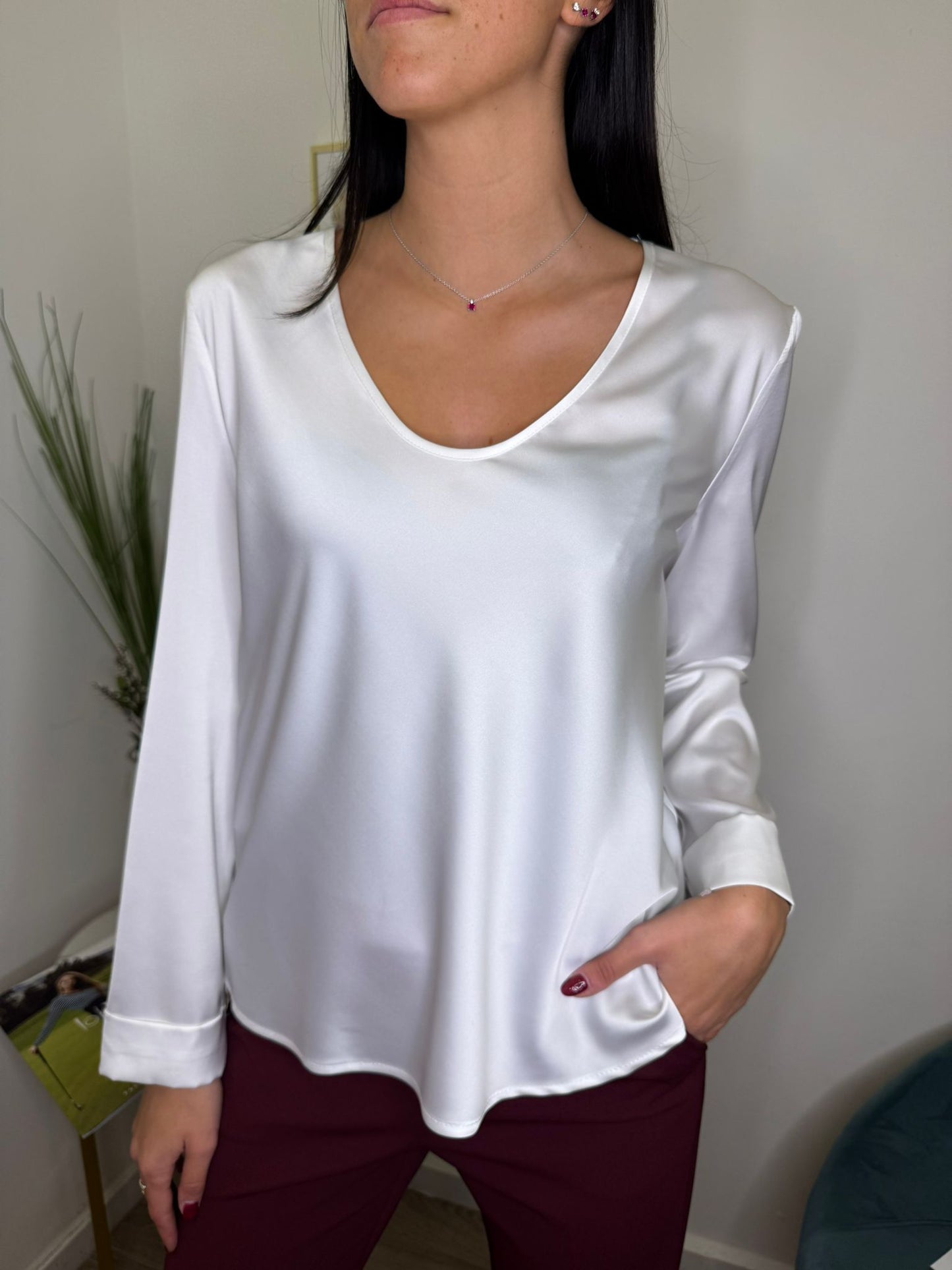 Blusa champagne raso