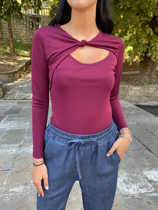 Maglia cut out borgogna