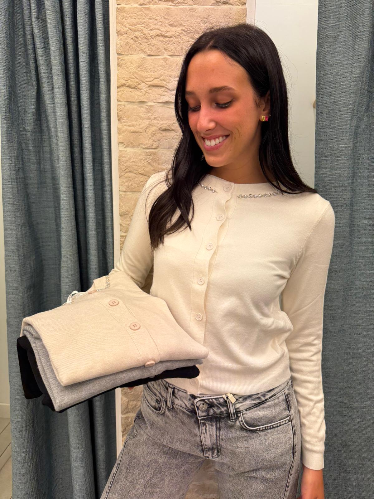 Cardigan colletto gioiello