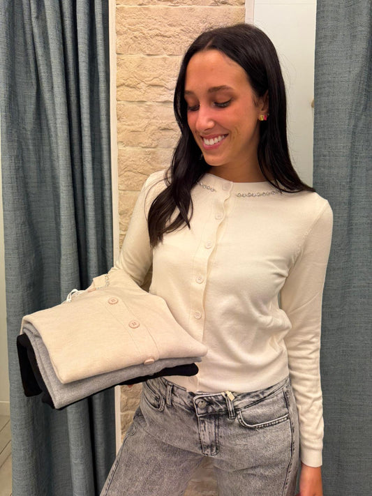 Cardigan colletto gioiello