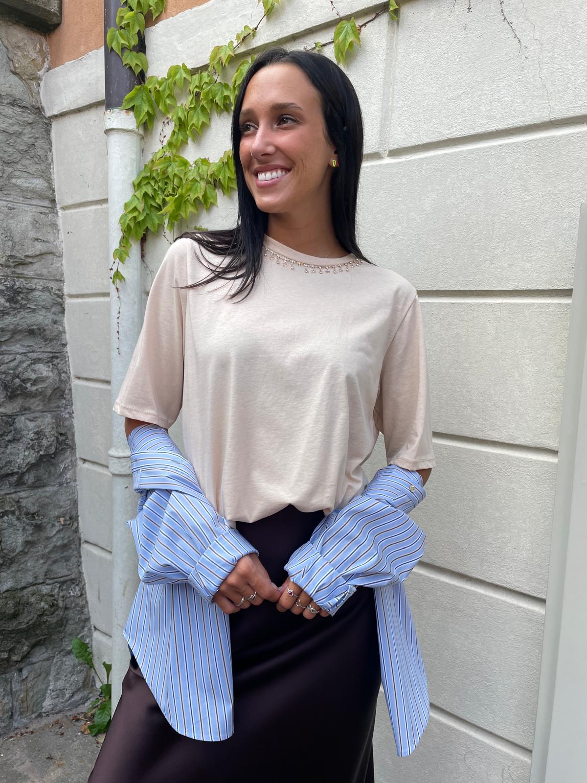 T-shirt strass fiocco