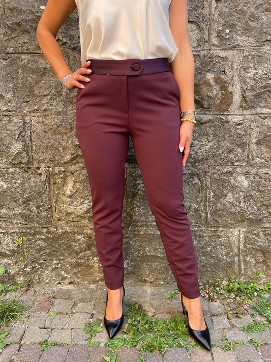 Pantalone sigaretta borgogna