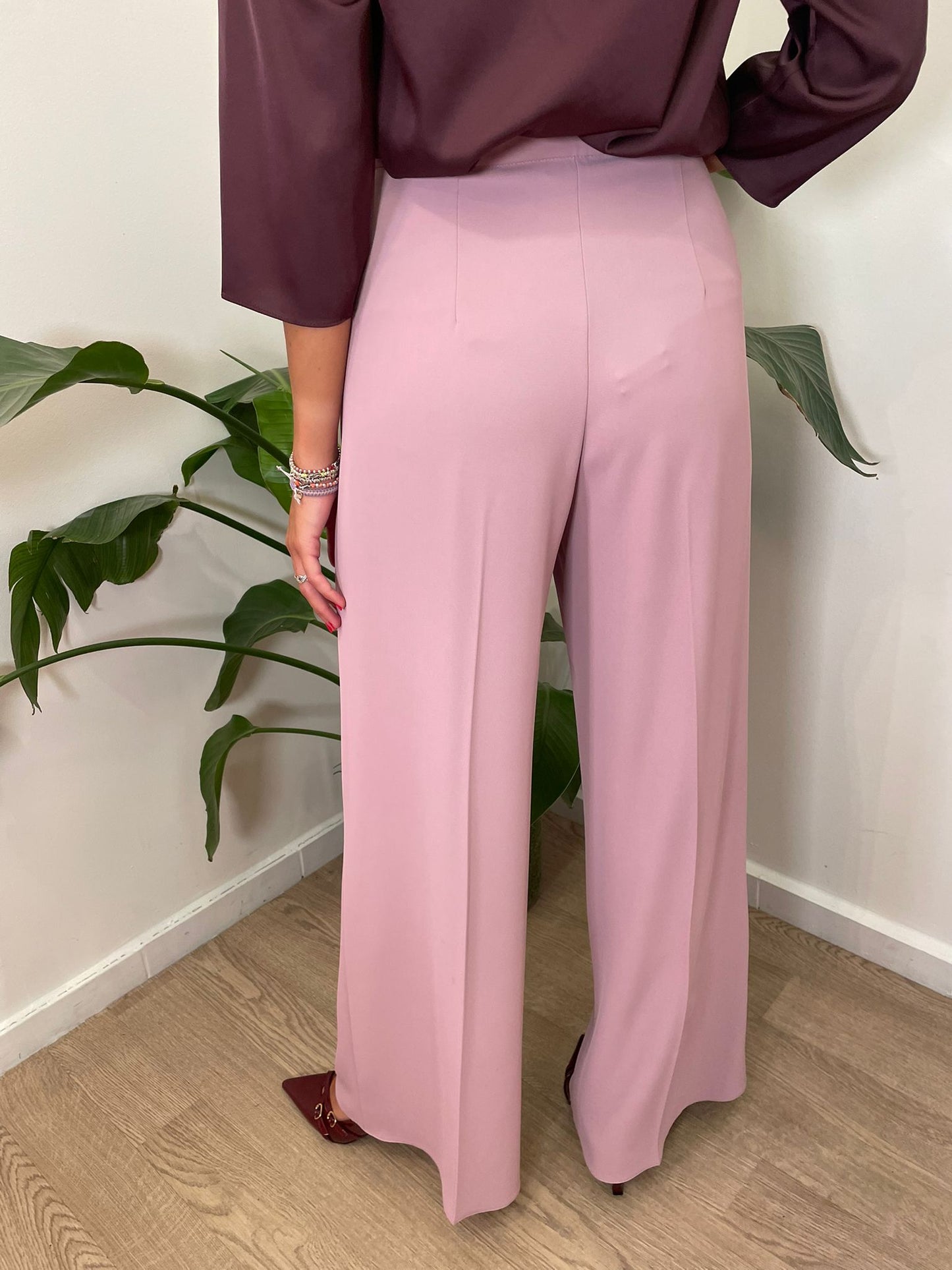 Pantalone fluido malva