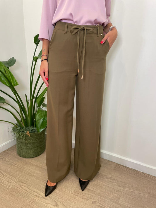 Pantalone palazzo verde oliva