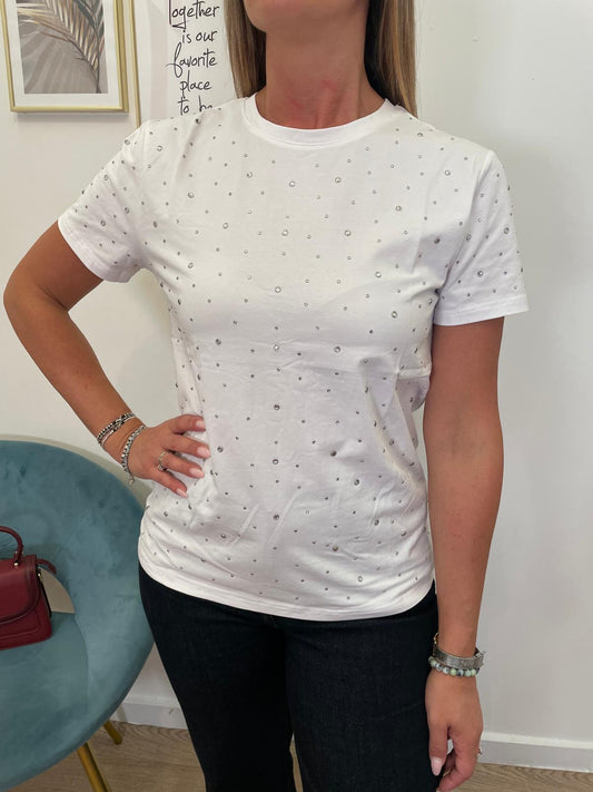 T-shirt borchie e strass