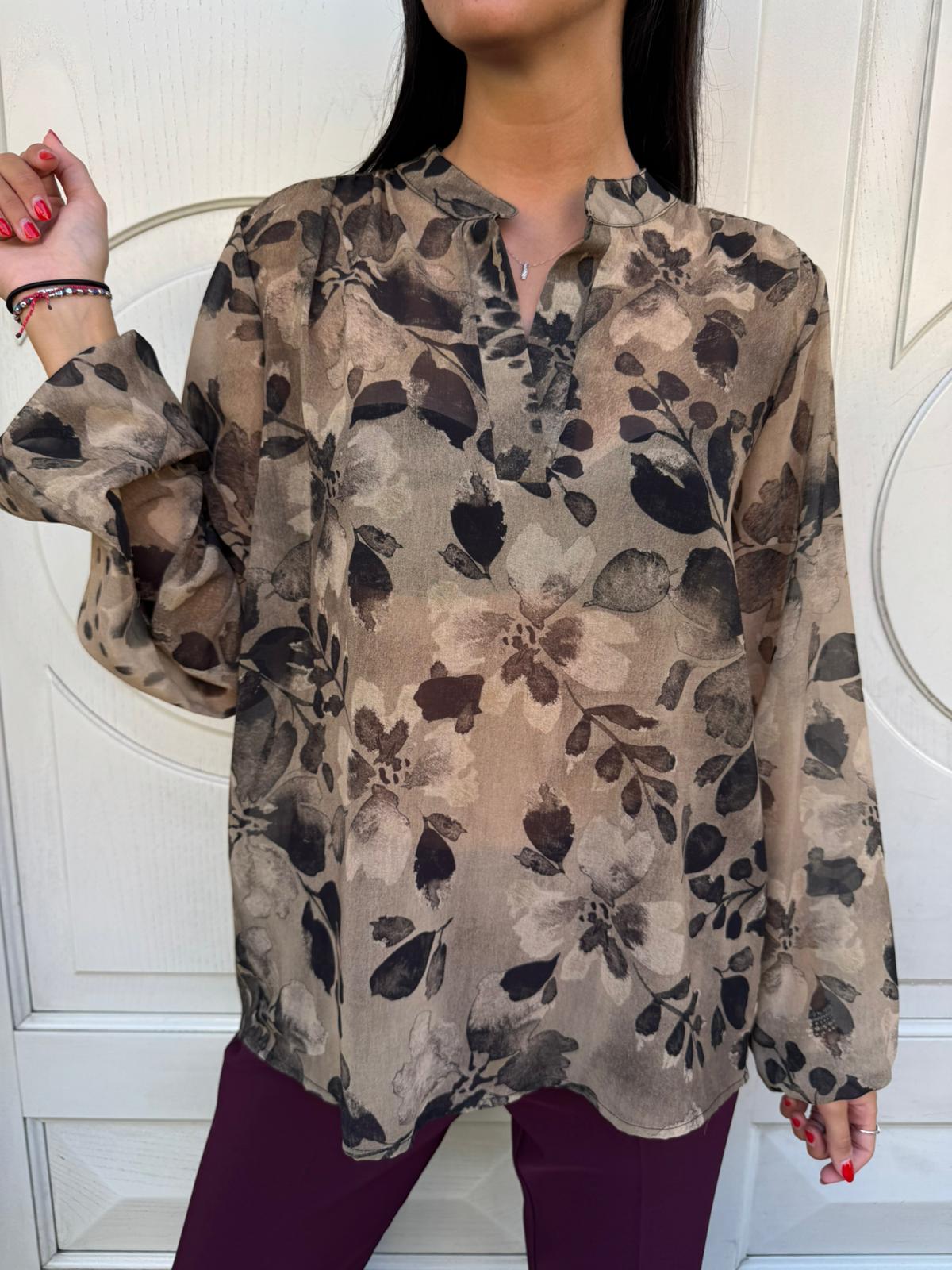 Blusa stampa foglie