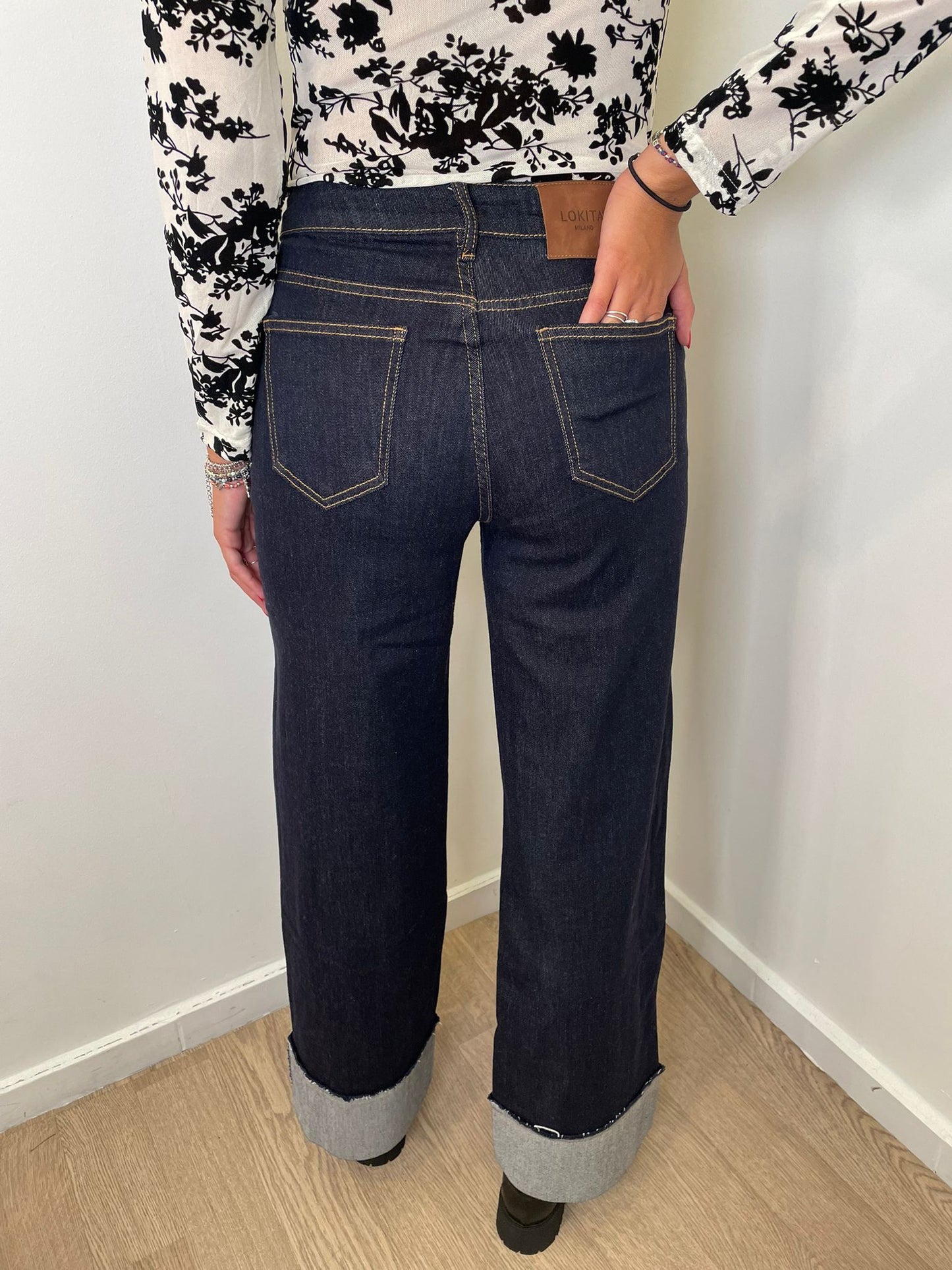 Jeans stretch risvolto