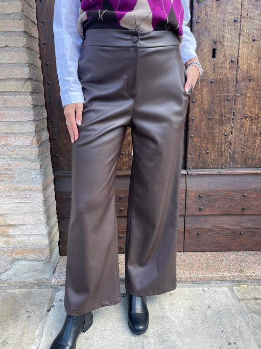 Pantalone pelle cacao