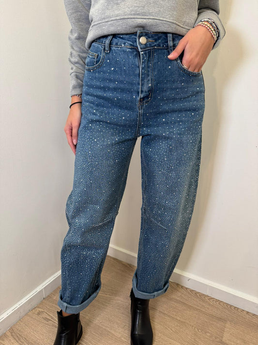 Jeans baggy strass
