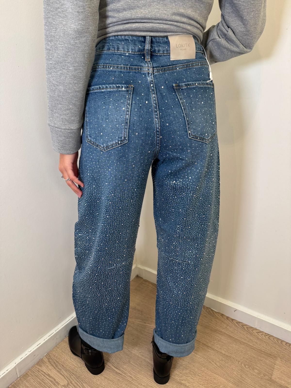 Jeans baggy strass