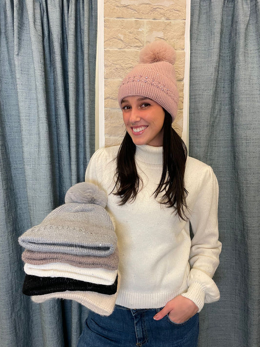 Cappello Pon Pon strass