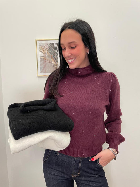 Dolcevita manica a sbuffo microlurex