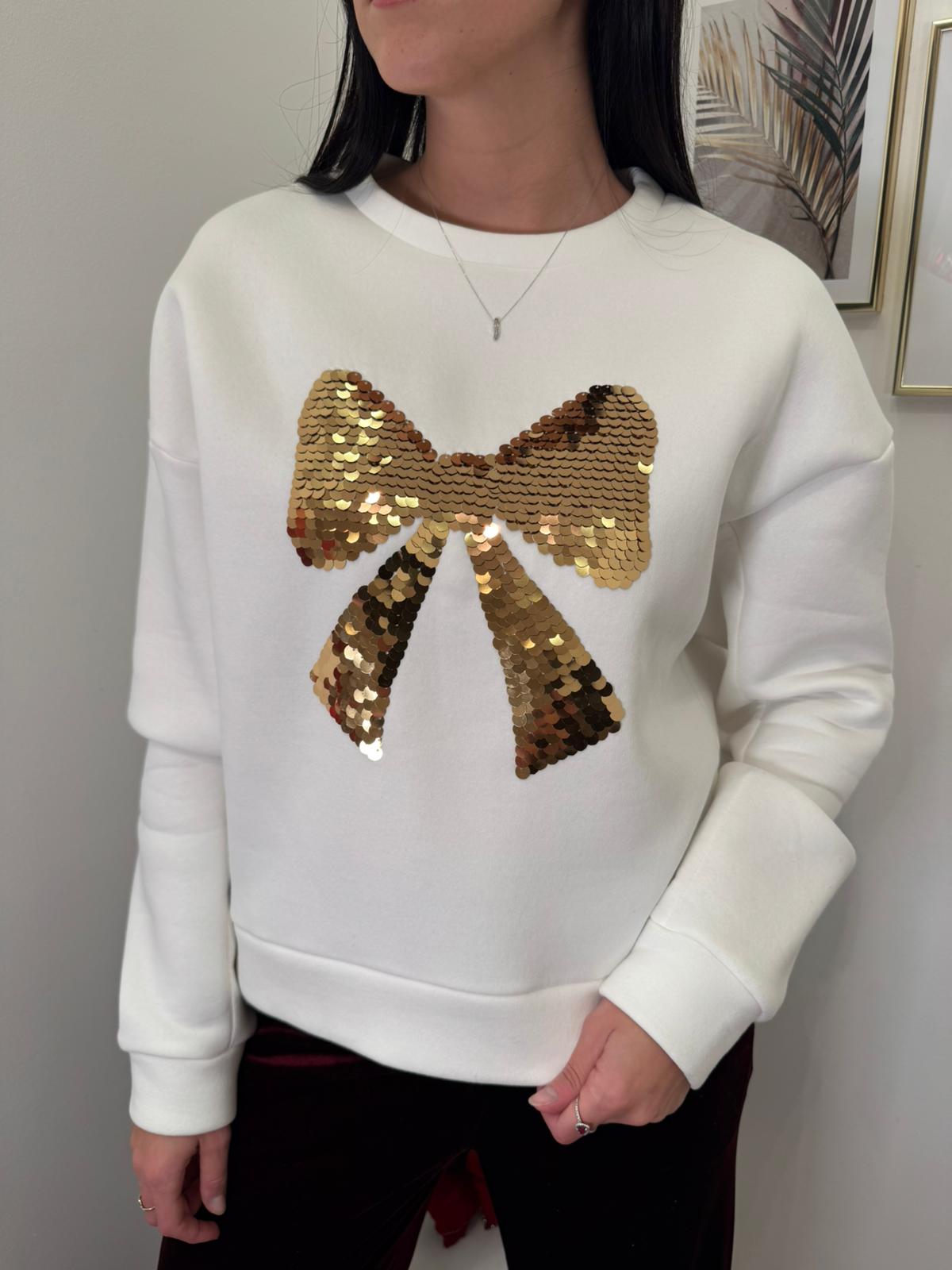 Felpa fiocco paillettes