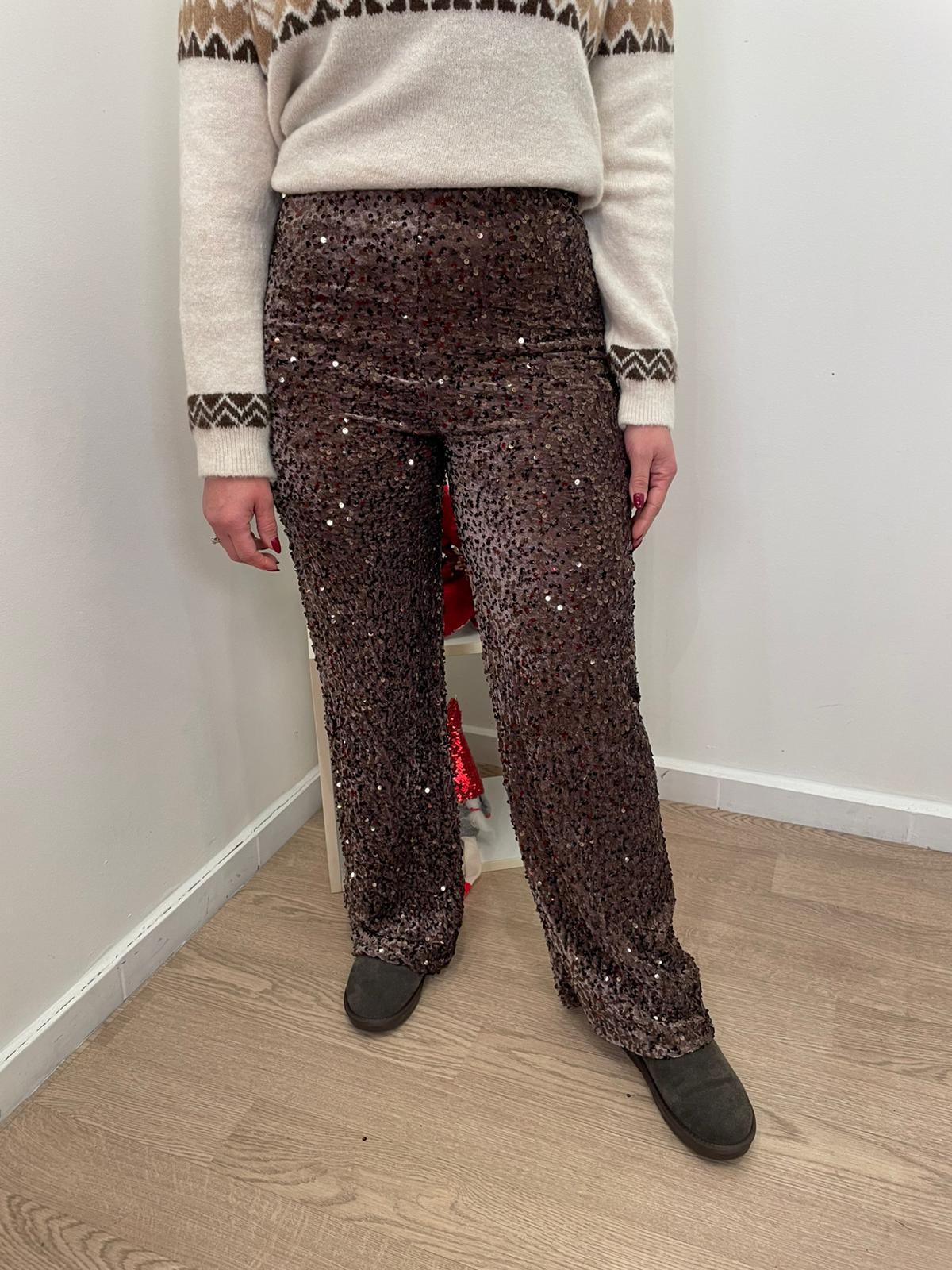 Pantalone paillettes moro