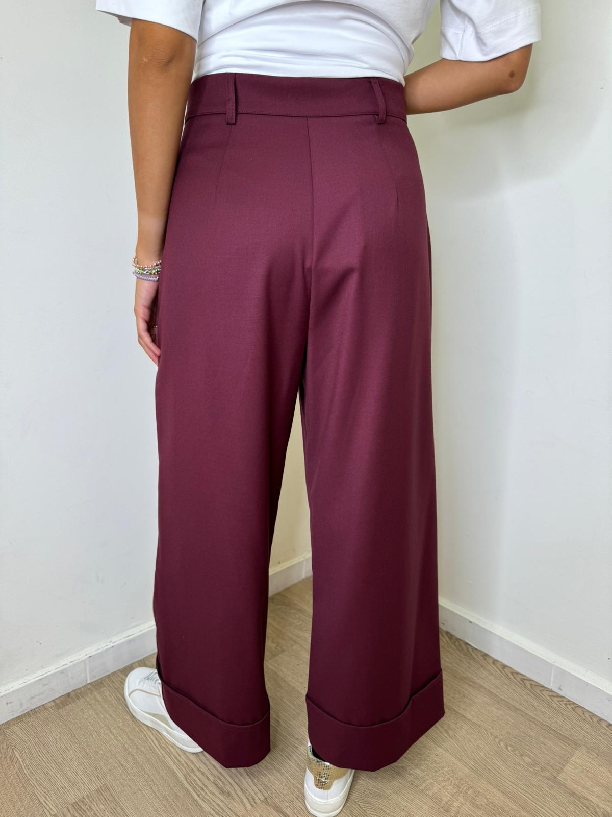 Pantalone risvolto bordeaux