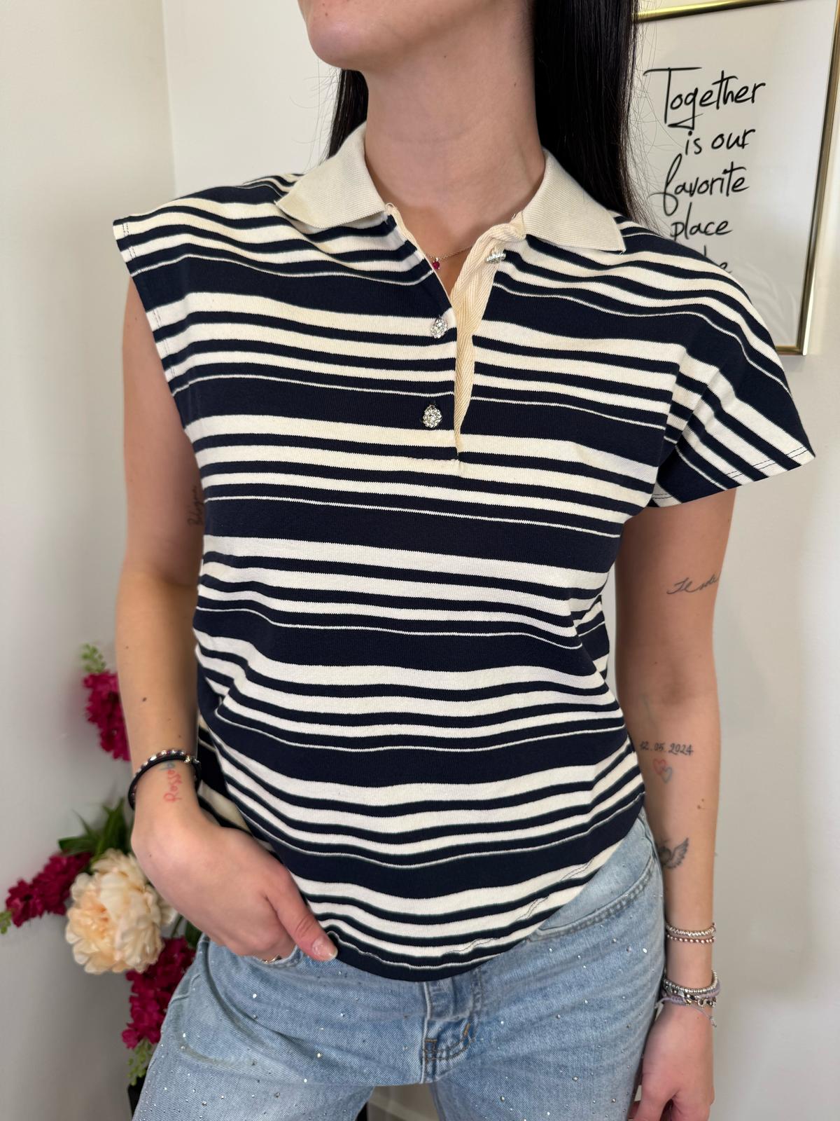 Polo rigata assimmetrica