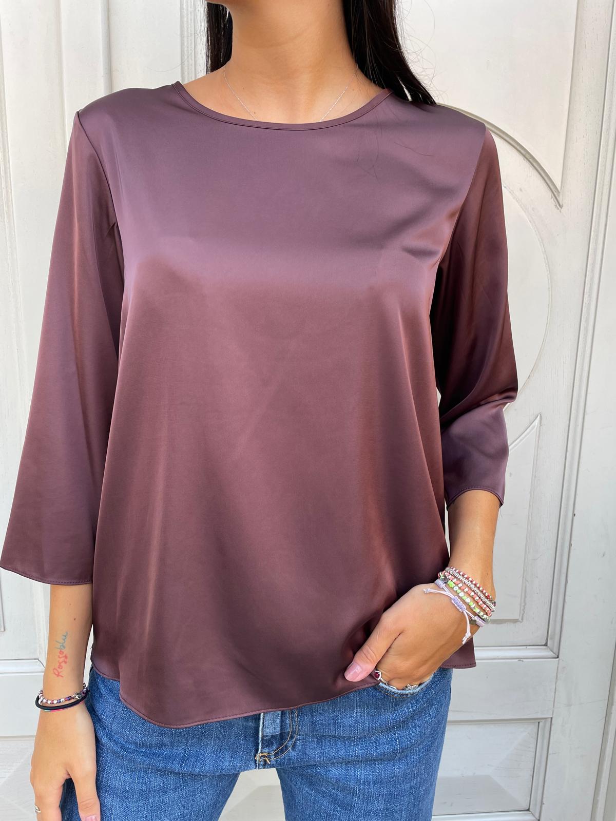 Blusa manica 3/4 cioccolato