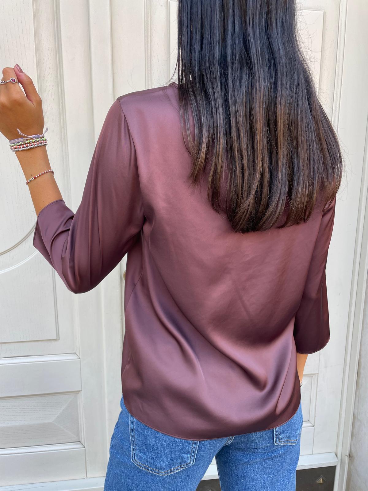 Blusa manica 3/4 cioccolato
